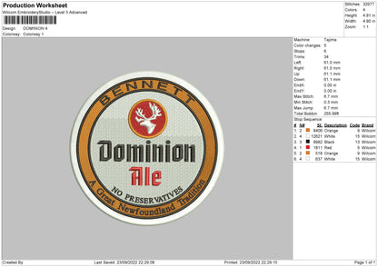 Dominion Embroidery File 5 sizes