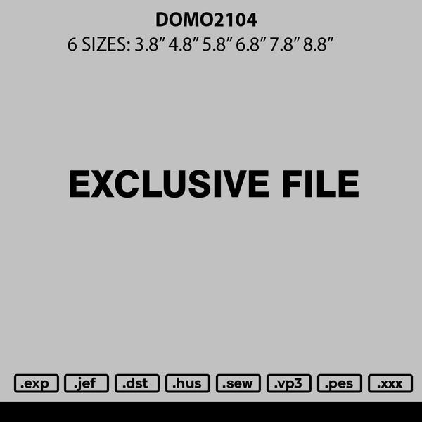 Domo2104 Embroidery File 6 sizes