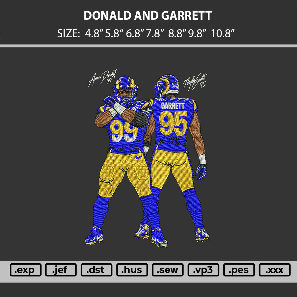 Donald and Garrett Embroidery Machine Design Files