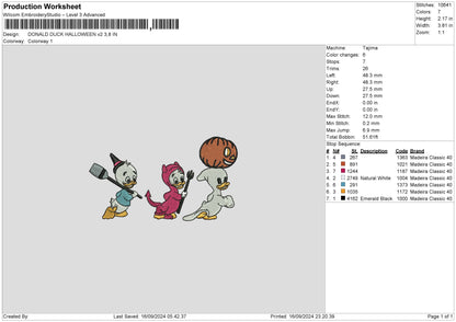 Ducks 1609 Embroidery File 6 sizes