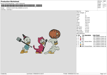 Ducks 1609 Embroidery File 6 sizes