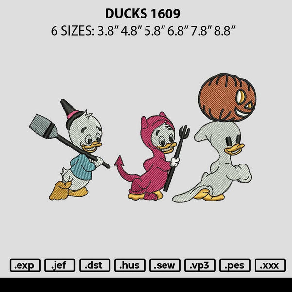 Ducks 1609 Embroidery File 6 sizes