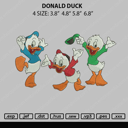Donald Duck Embroidery File 4 size