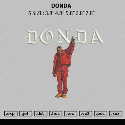 Donda Embroidery File 5 sizes