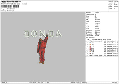 Donda Embroidery File 5 sizes
