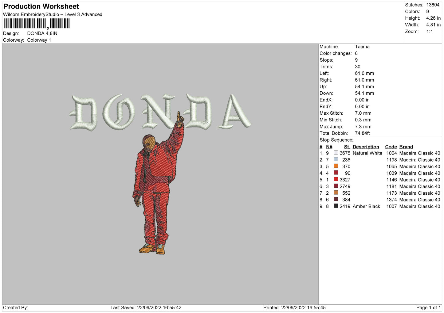 Donda Embroidery File 5 sizes