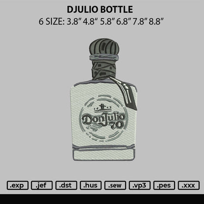 Djulio Bottle Embroidery File 6 sizes