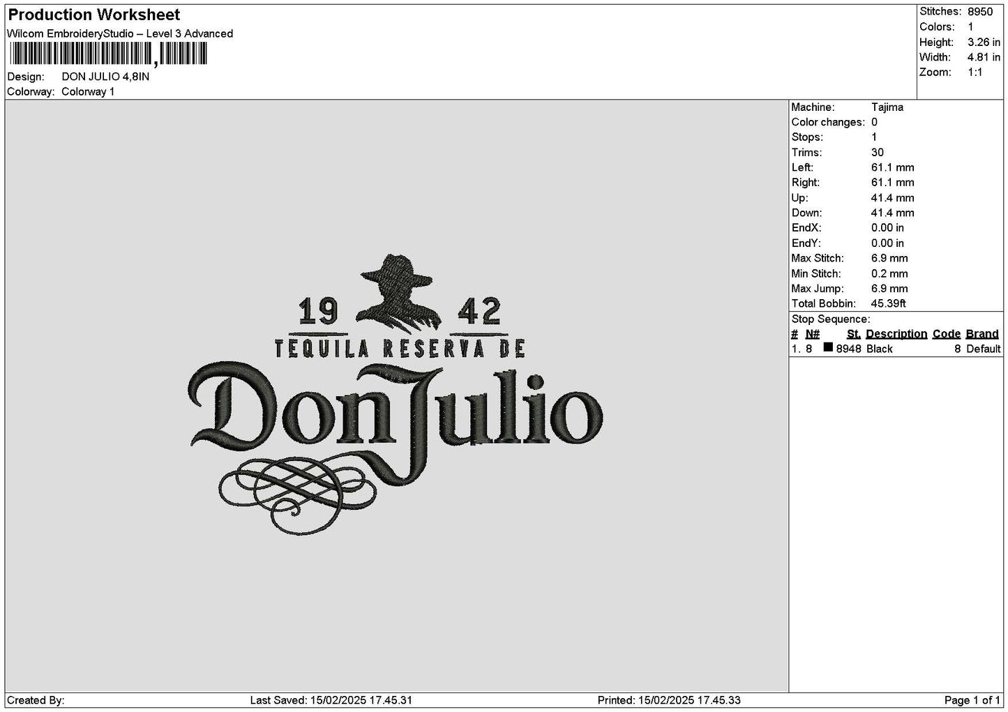 Juliotext Embroidery File 6 sizes