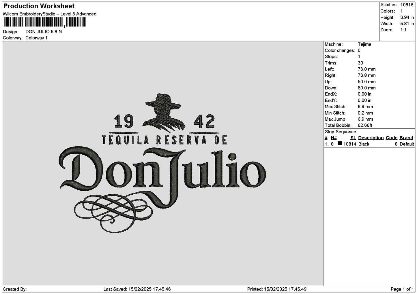 Juliotext Embroidery File 6 sizes
