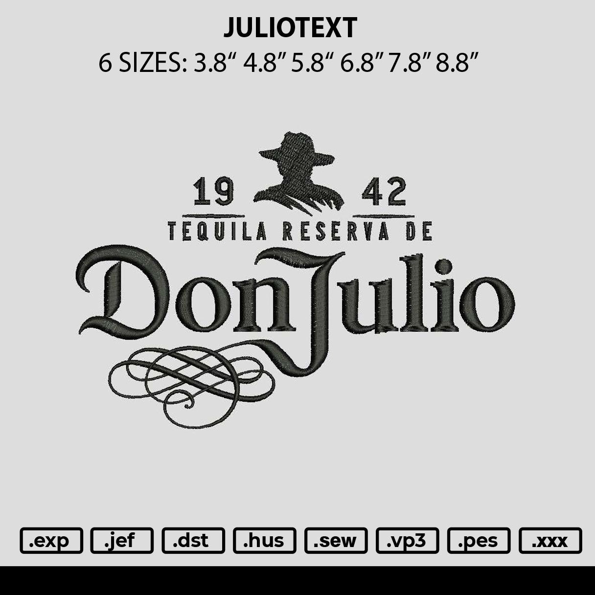 Juliotext Embroidery File 6 sizes