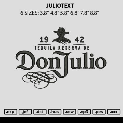 Juliotext Embroidery File 6 sizes