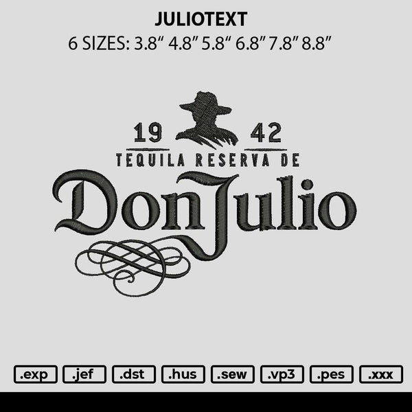 Juliotext Embroidery File 6 sizes