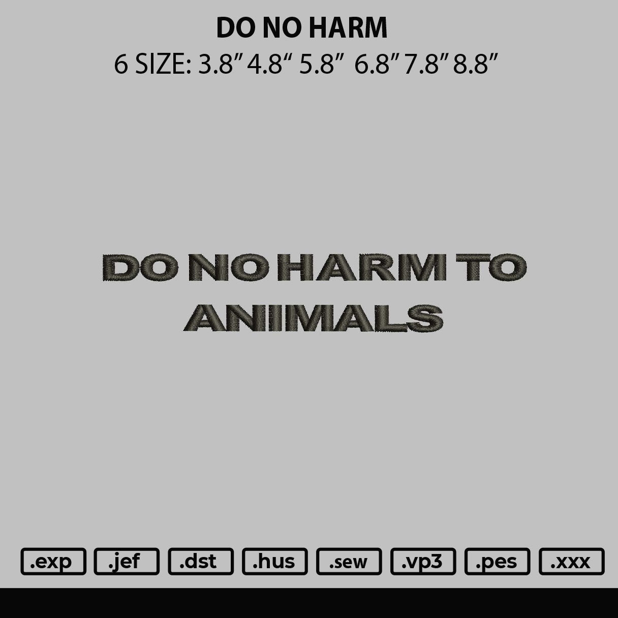 Do No Harm Embroidery File 6 sizes