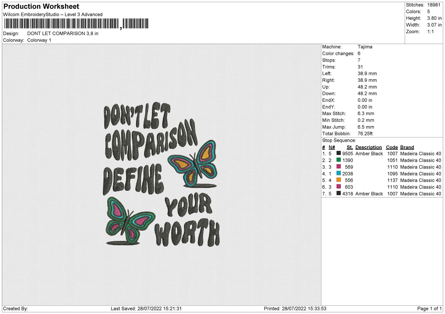 Dont Let Comparison Embroidery File 4 sizes