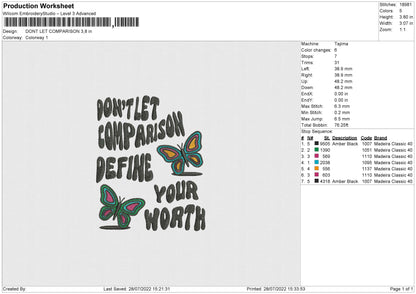 Dont Let Comparison Embroidery File 4 sizes
