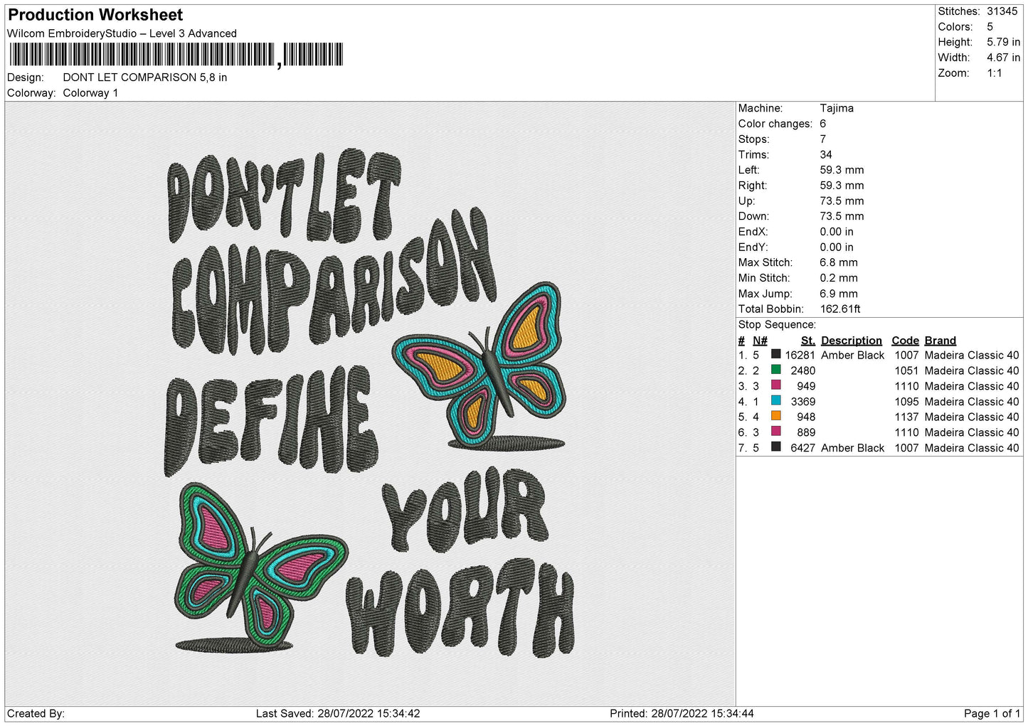Dont Let Comparison Embroidery File 4 sizes