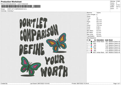 Dont Let Comparison Embroidery File 4 sizes