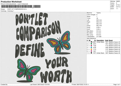 Dont Let Comparison Embroidery File 4 sizes