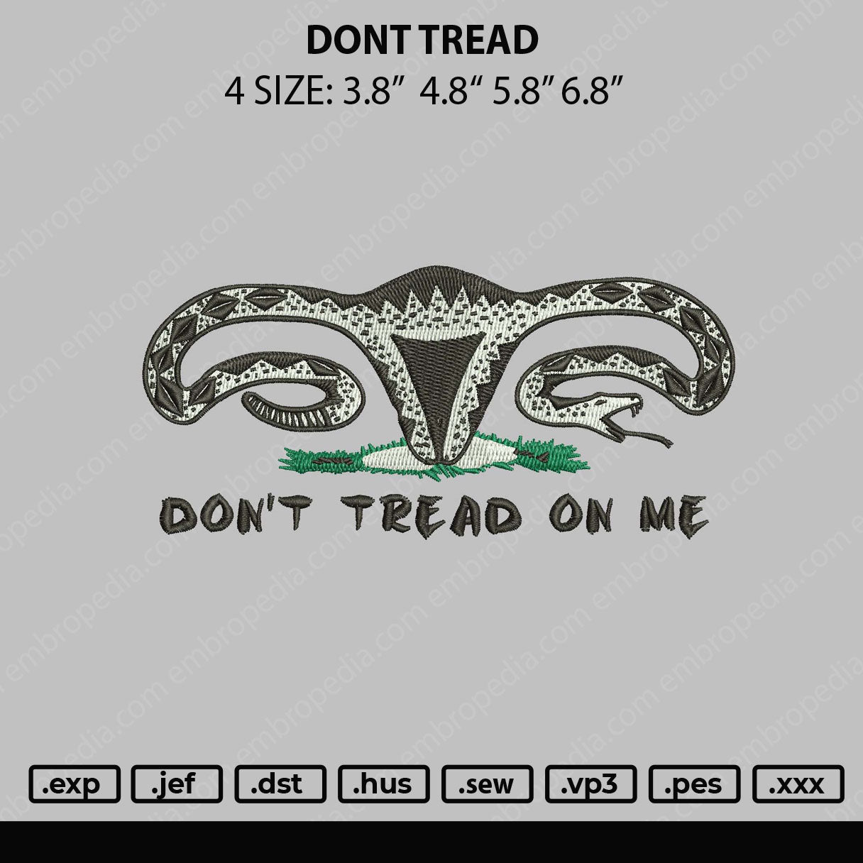 Dont Tread Embroidery File 4 sizes