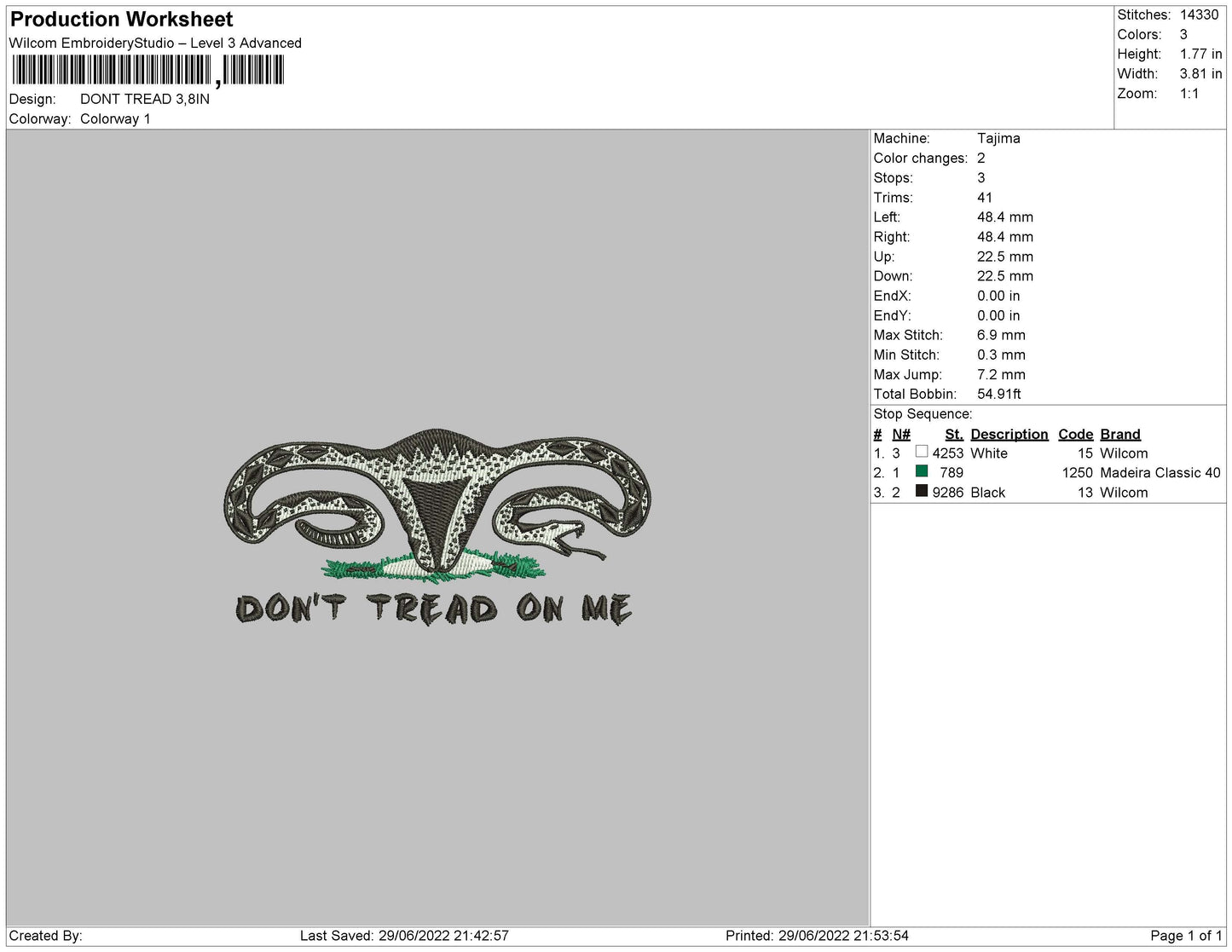 Dont Tread Embroidery File 4 sizes