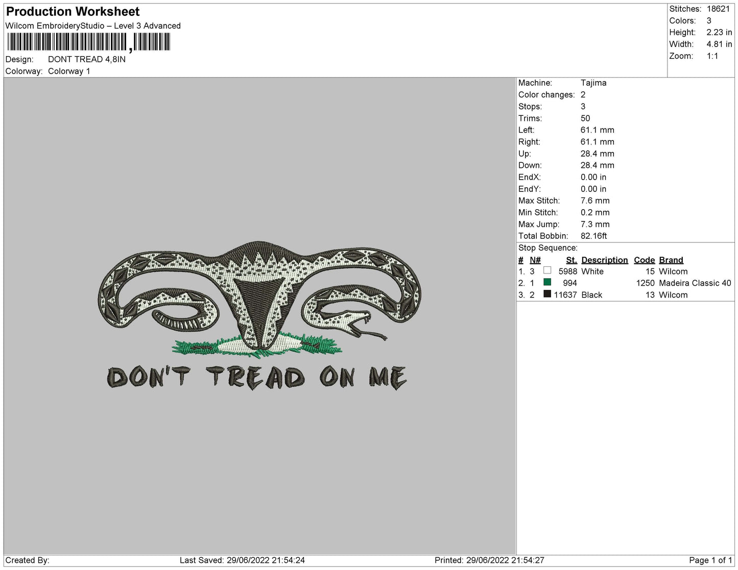 Dont Tread Embroidery File 4 sizes