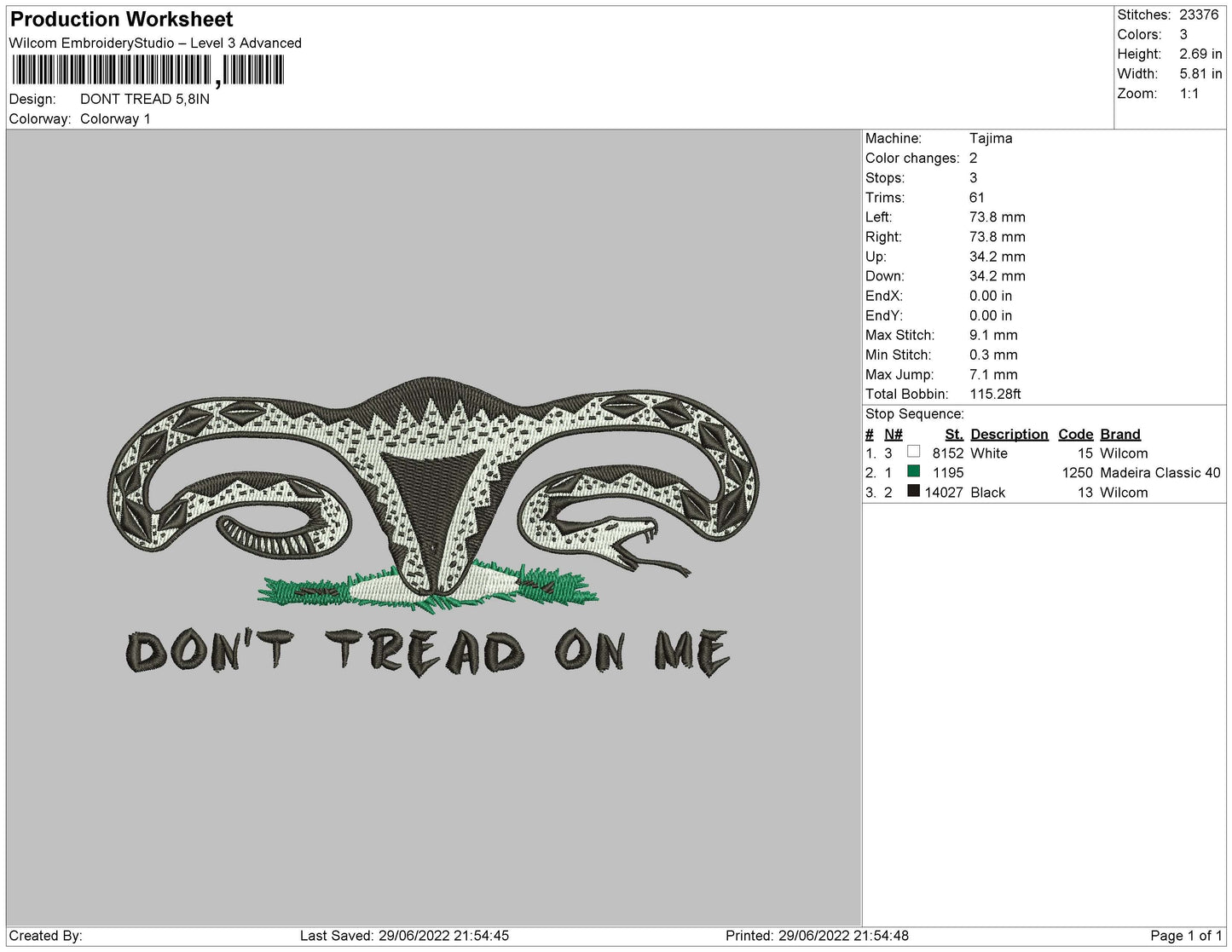 Dont Tread Embroidery File 4 sizes