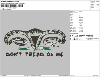 Dont Tread Embroidery File 4 sizes