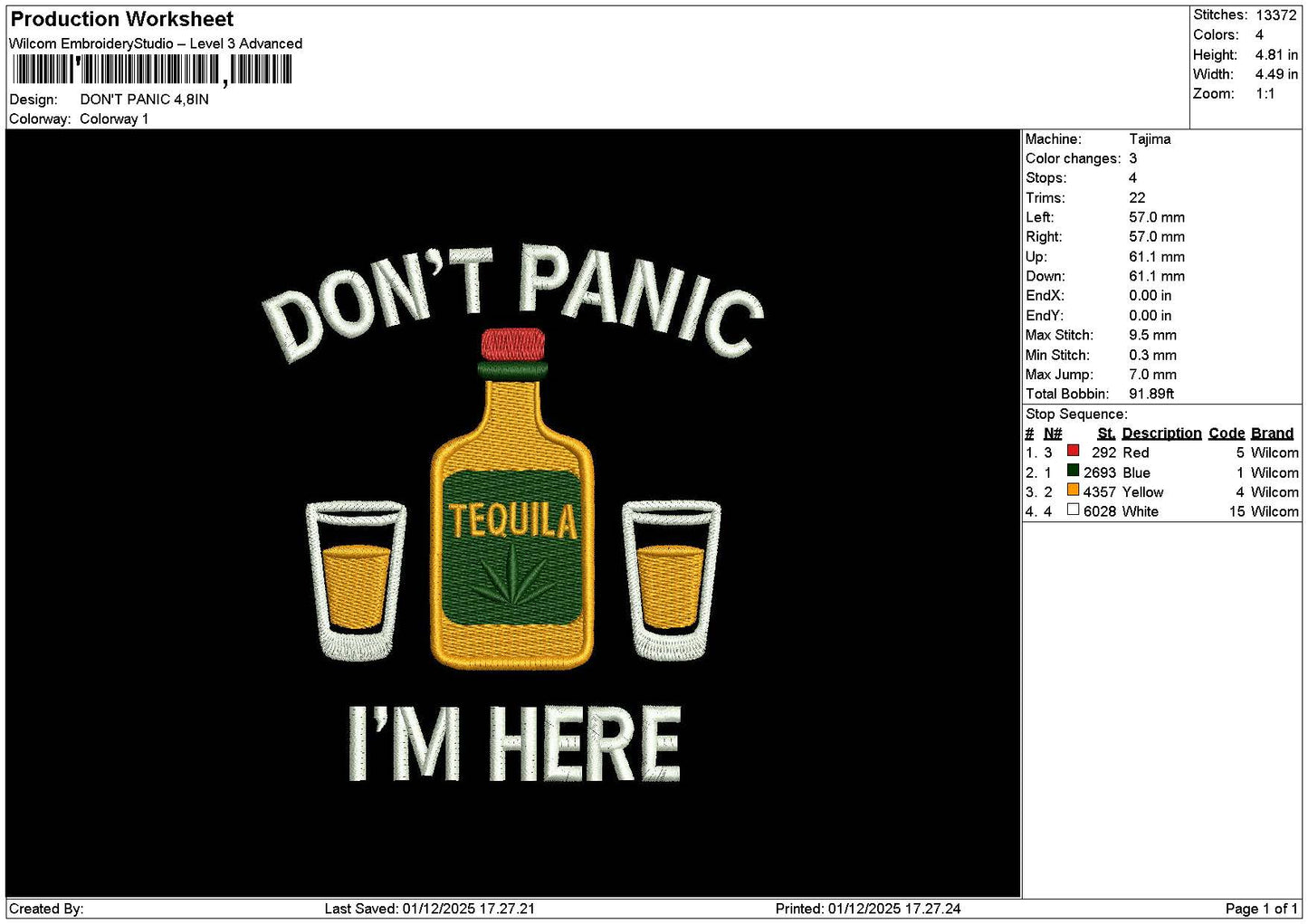 Panictext 0112 Embroidery File 6 sizes