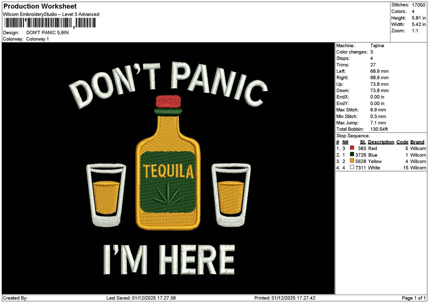 Panictext 0112 Embroidery File 6 sizes