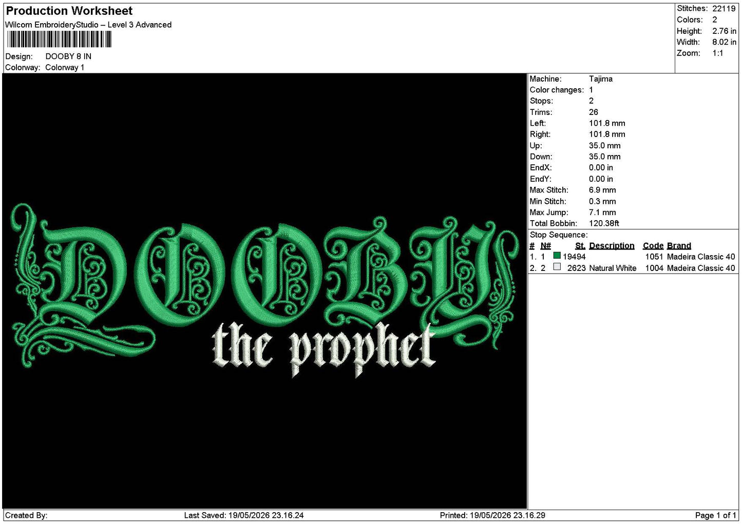 Doobhtext Embroidery Machine Design File 6 sizes