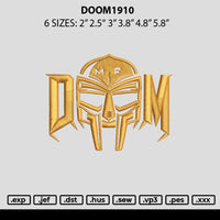 Doom1910 Embroidery File 6 sizes