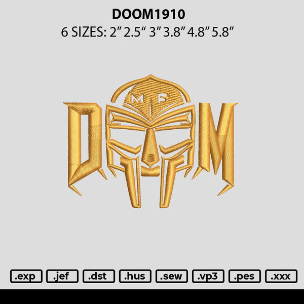 Doom1910 Embroidery File 6 sizes