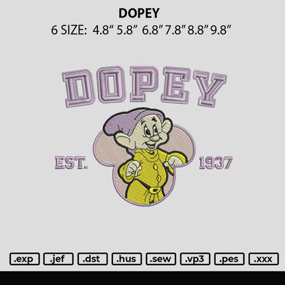 Dopey Embroiery File 6 sizes