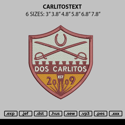 Carlitostext Embroidery File 6 sizes