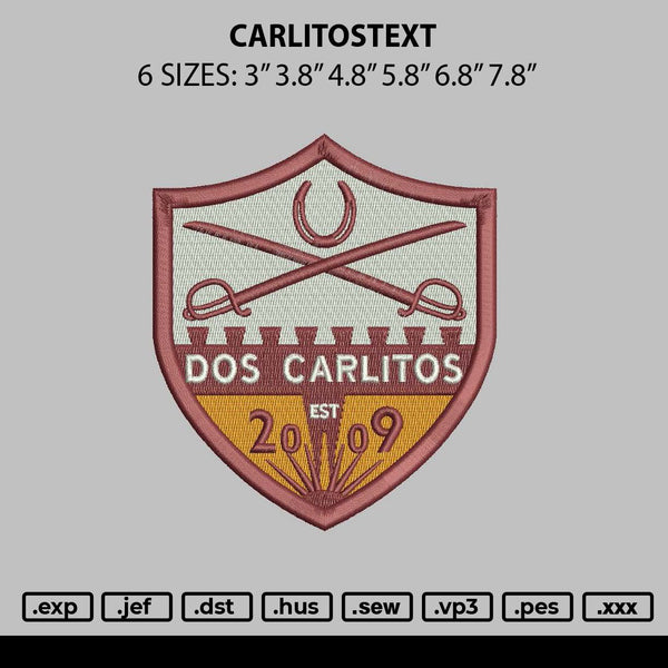 Carlitostext Embroidery File 6 sizes