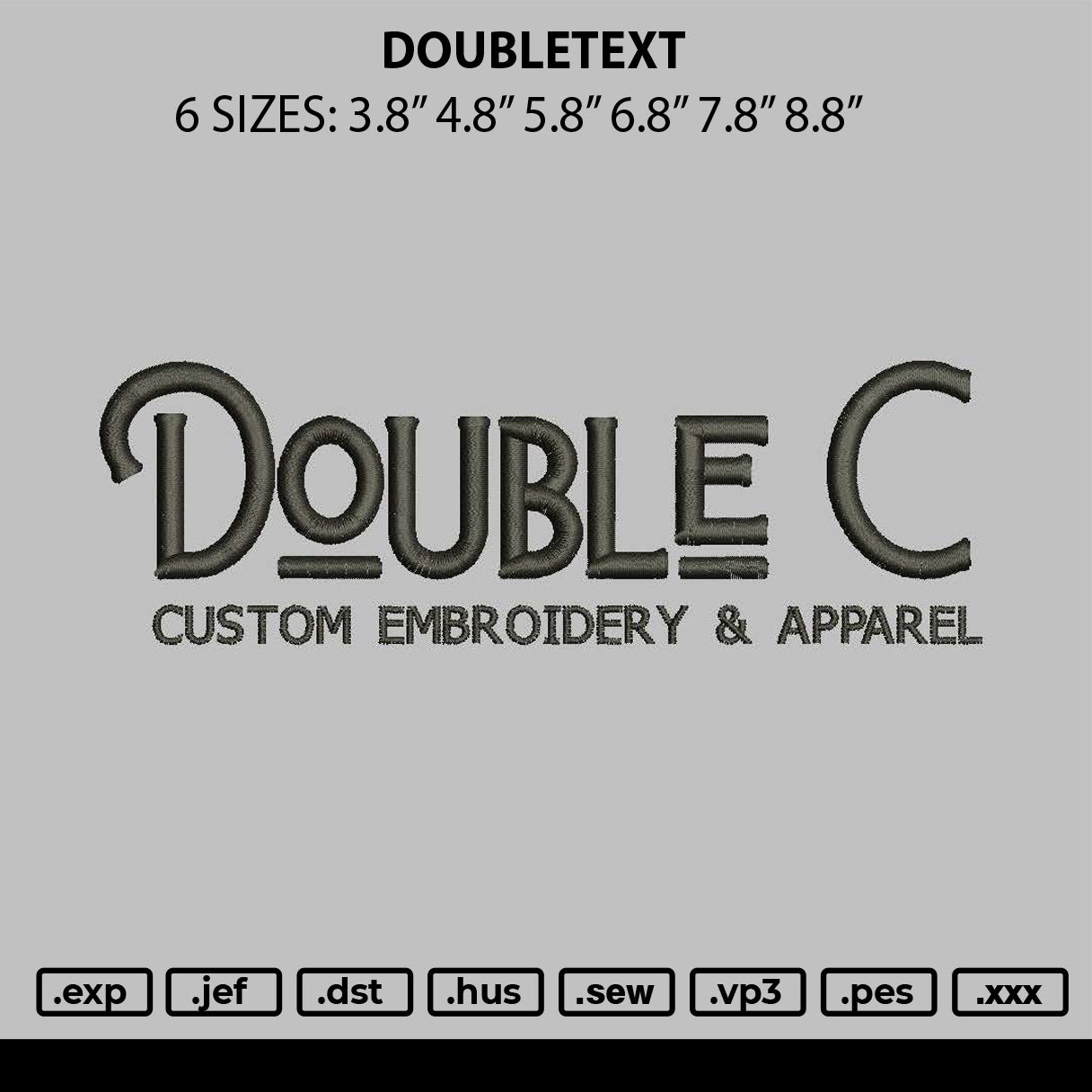 Doubletext Embroidery File 6 sizes