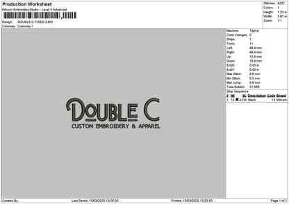Doubletext Embroidery File 6 sizes