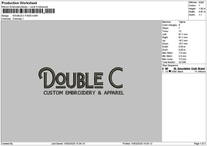 Doubletext Embroidery File 6 sizes