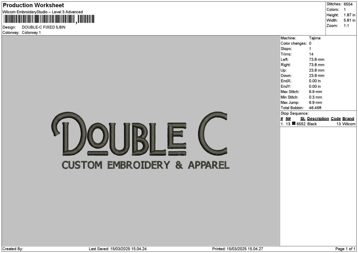Doubletext Embroidery File 6 sizes