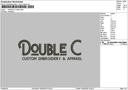 Doubletext Embroidery File 6 sizes