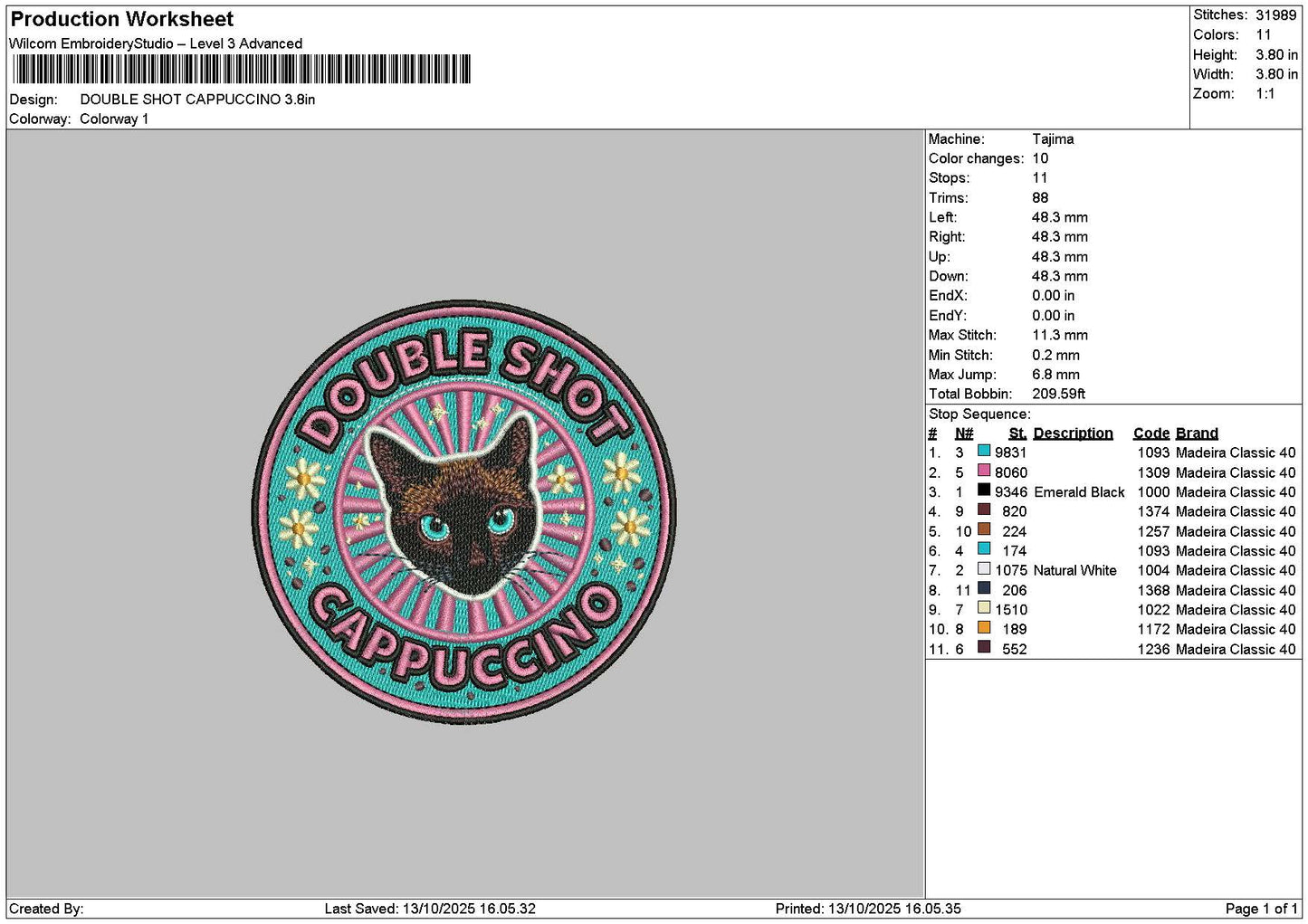 Cat Circle 1310 Embroidery File 6 sizes