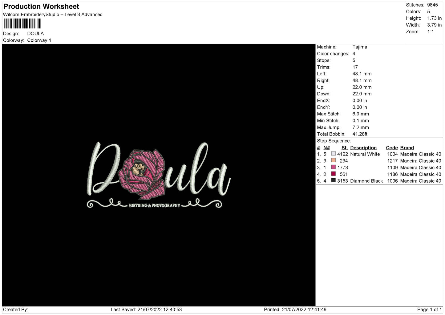 Doula Embroidery File 4 sizes