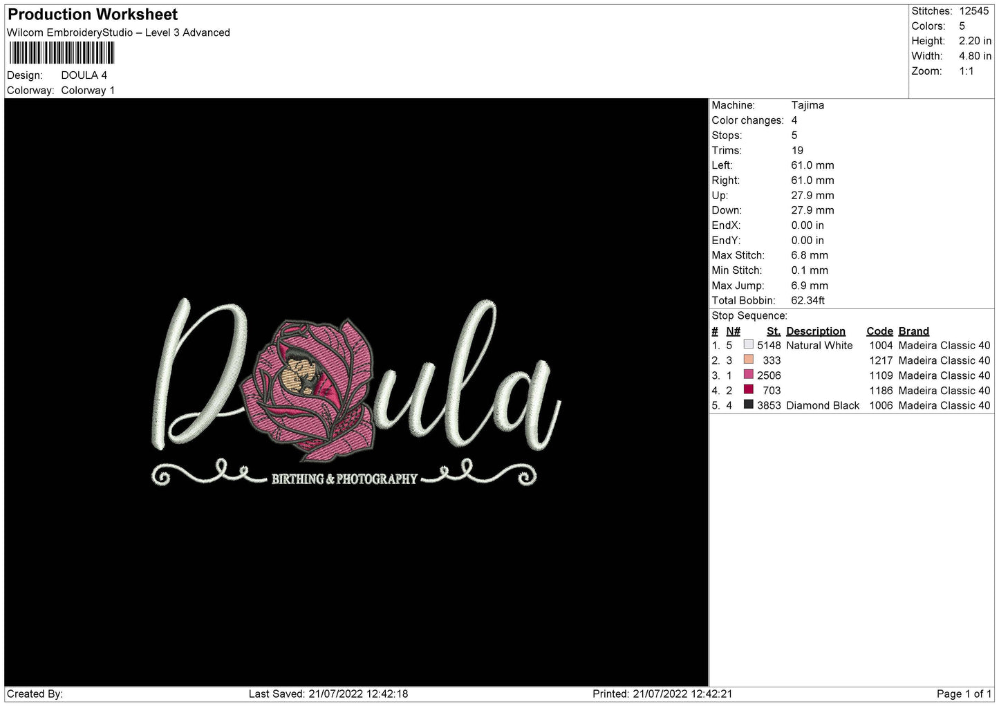Doula Embroidery File 4 sizes