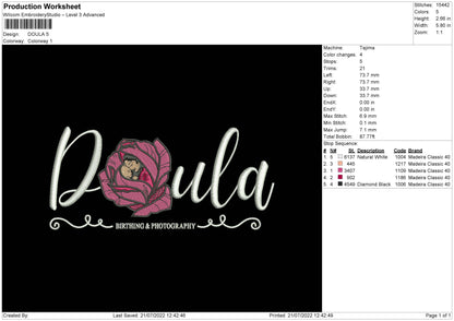 Doula Embroidery File 4 sizes