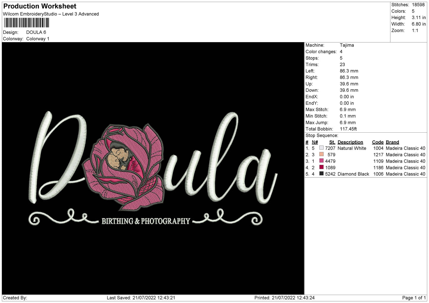 Doula Embroidery File 4 sizes