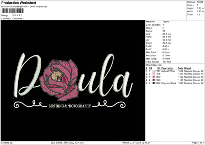Doula Embroidery File 4 sizes