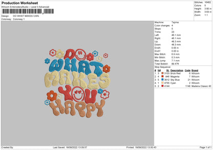 Do What Makes Embroidery File 5 sizes