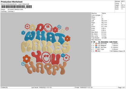 Do What Makes Embroidery File 5 sizes