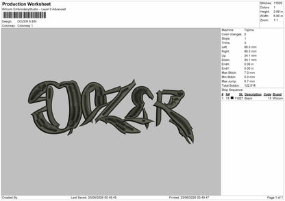 Dozertext Embroidery Machine Design File 6 sizes