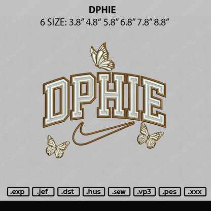 Dphie Embroidery File 6 sizes